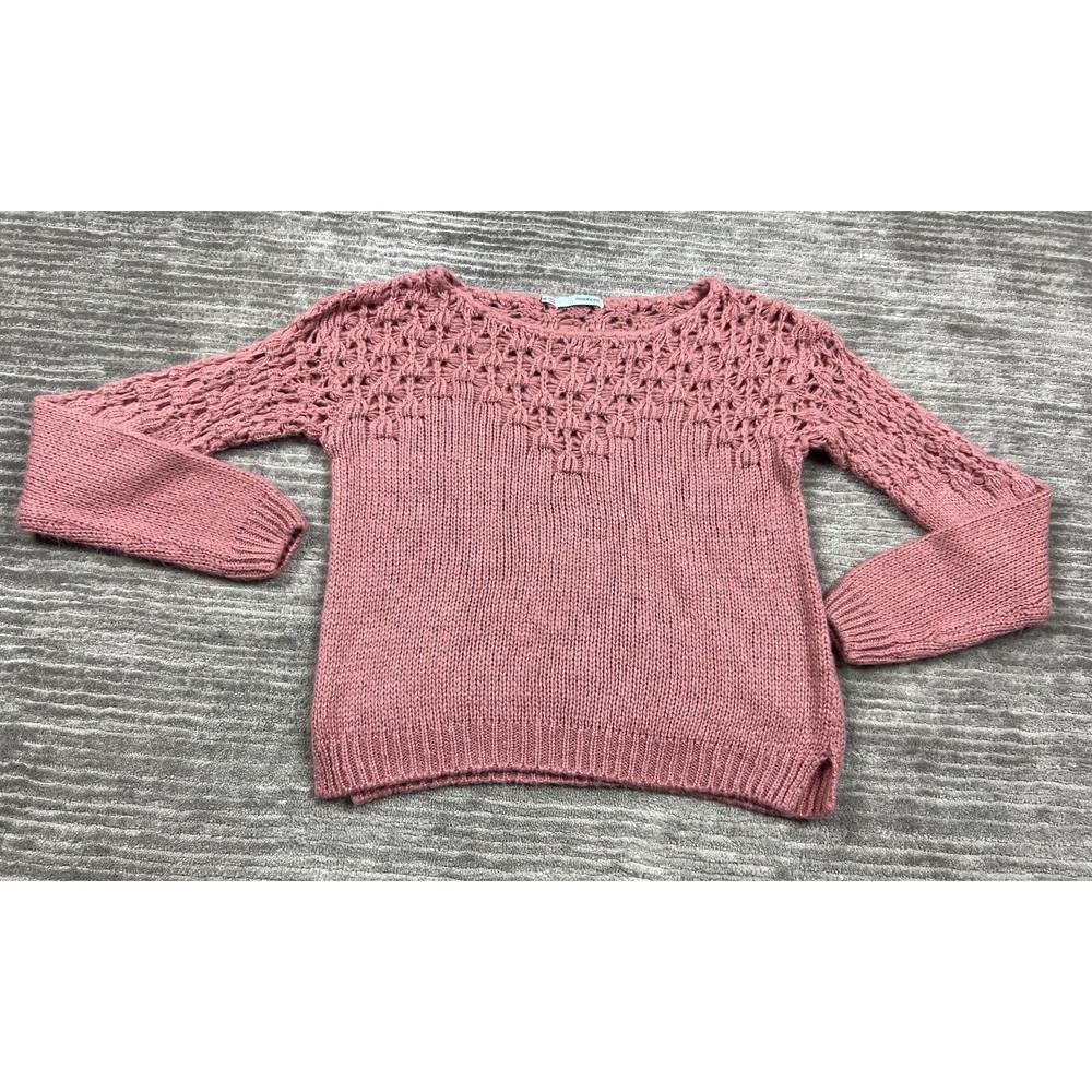 Maurices Sweater Womens XS Pink Knit Long Sleeve Acrylic Crochet Casual